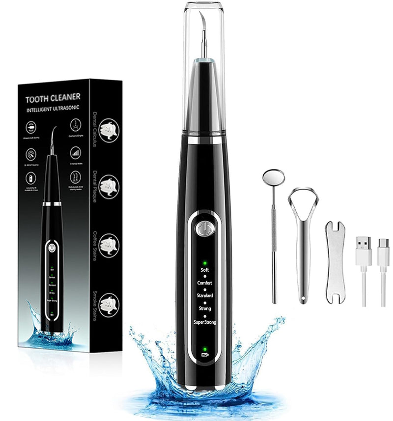 [Australia] - Lutranstra Teeth Cleaning Set Tartar Remover Pro Ultrasonic Teeth Cleaning Set for Home Care of Teeth at Home There are 5 adjustable modes and 3 interchangeable cleaning heads 