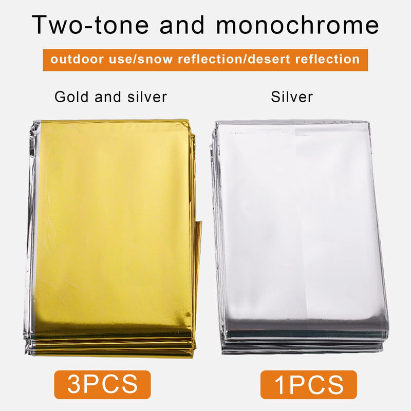 [Australia] - Pack of 4 rescue blankets 210 cm x 130 cm, rescue blanket gold silver, rescue blankets, rescue foil, emergency blanket, emergency blanket, first aid blanket silver gold, for first aid emergencies 