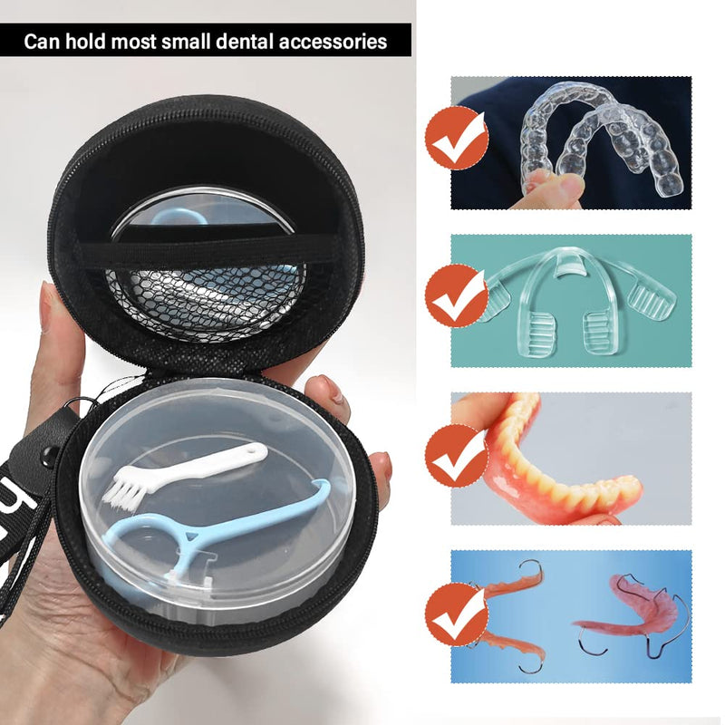 [Australia] - Orthodontic Retainer Organizer Bag Aligner Case Travel Pack Mouth Guard Box (Black Regular) Black regular 