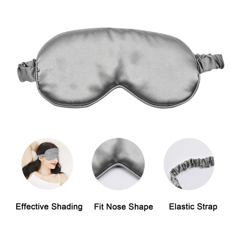 [Australia] - Sleep Mask 4 Pack Silk Eye Cover Soft Satin Blindfold Elastic Strap Night Eyeshade Travel Nap for Women Men Black, Silver, Pink and Dark Green 