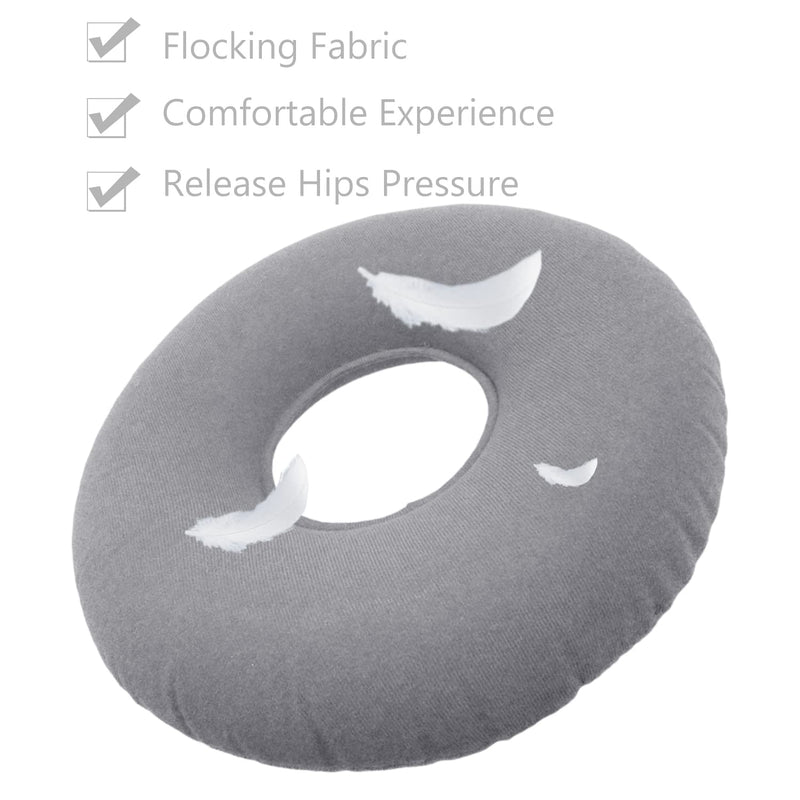 2 Pack Donut Pillow, Donut Cushion Seat, Inflatable Ring Cushion with A Pump, Hemorrhoid Seat Pillow, Round Wheelchairs Seat Cushion for for Home, Car or Office (15" Blue & Gray)