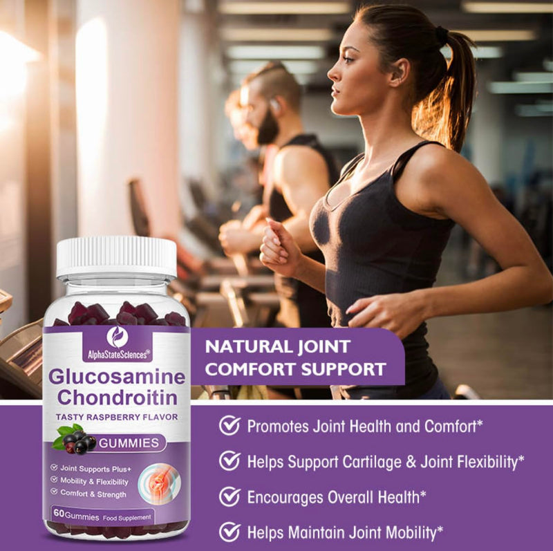 Raspberry Bliss Glucosamine Chondroitin Gummies 1500mg High Strength - 60 Gummies