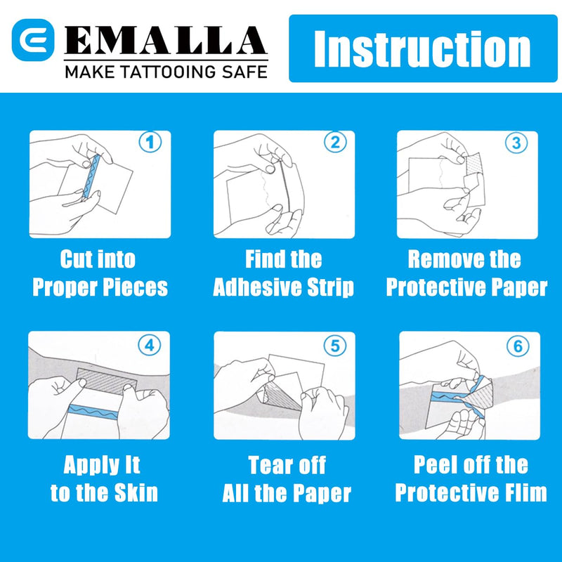 EMALLA GRECE Matte Tattoo Second Skin 20cm x 10m Roll 0.01mm Thick Tattoo Protection Film Cover Aftercare Bandage Waterproof Skin Wrap 20cm*10m Roll Ultrathin
