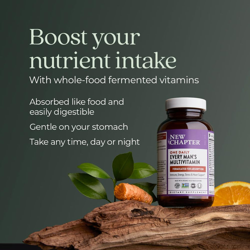 New Chapter Every Man's One Daily Multivitamin - Supports Immune, Energy & Bone Health - Contains Fermented Ingredients, Organic Vegetables & Herbs - Vegetarian, Kosher & Gluten-Free - 96 Tablets 96 Count (Pack of 1)