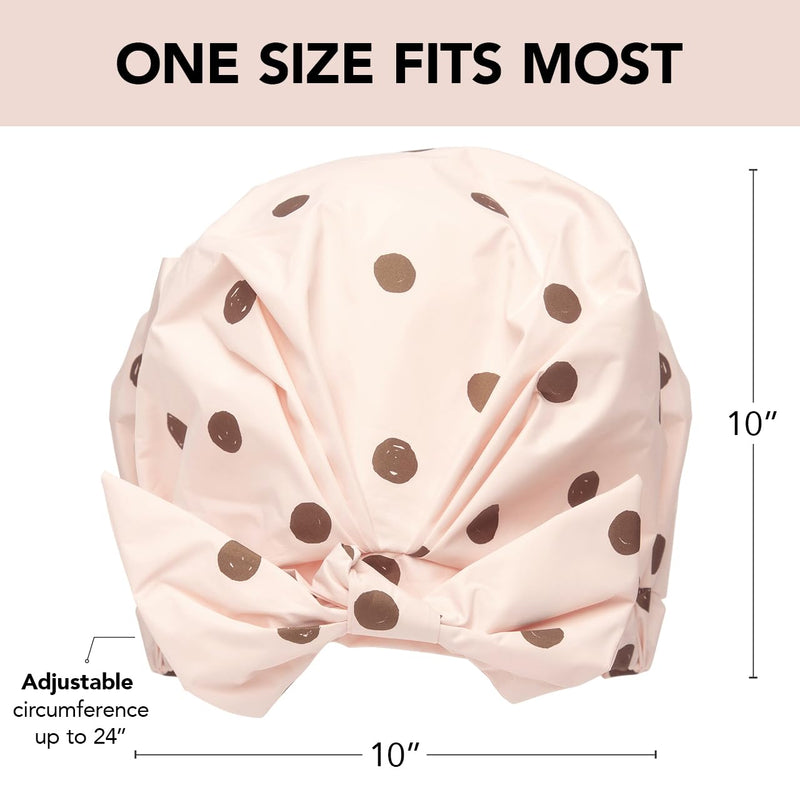 [Australia] - Kitsch Luxury Shower Cap for Women Waterproof - Reusable Shower Cap, Hair Cap for Shower, Waterproof Hair Shower Caps for Long Hair, Non-Slip Cute Shower Cap One Size, Chic Shower Bonnet - Blush Dot 