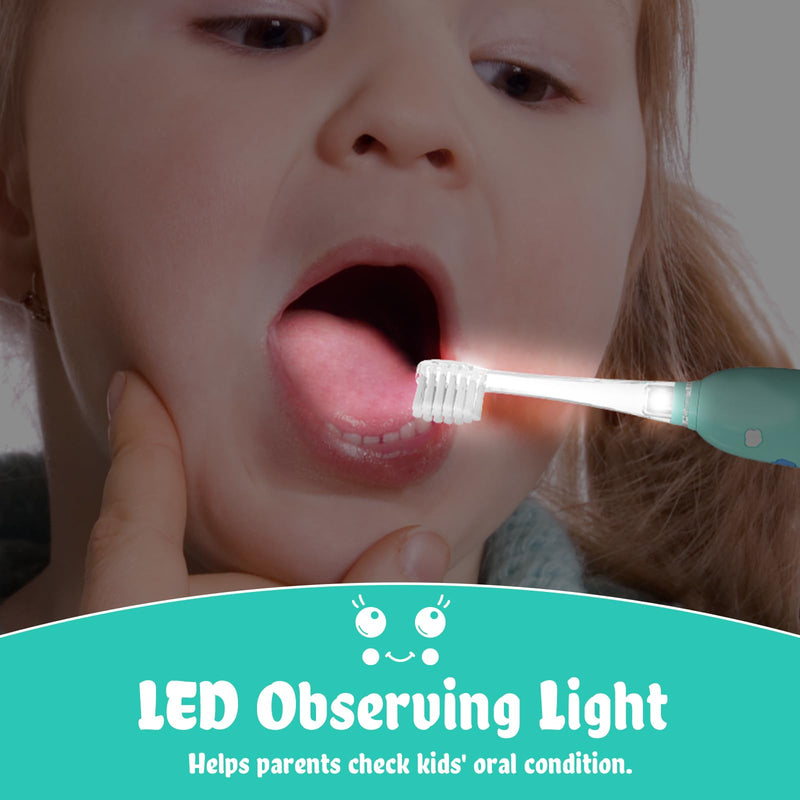 [Australia] - SEAGO Kids Electric Toothbrushes Rechargeable, Children's Power Toothbrushes with Magnetic Charging, LED Observing Light, 8 Toothbrush Heads for Ages 3+ Boys Girls (Blue) Blue 