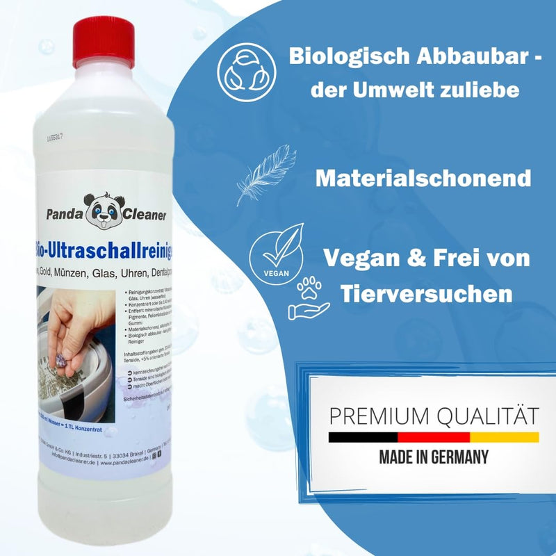 [Australia] - PandaCleaner ultrasonic cleaner concentrate for ultrasonic bath - 1L concentrate for glasses, dental products, gold, coins, glass, watches (waterproof) and much more. (1000ml) 1 l (pack of 1) 