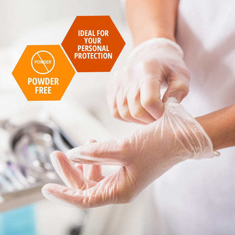[Australia] - Med PRIDE Vinyl Gloves| Large Box of 100| 4.3 mil Thick, Powder-Free, Non-Sterile, Heavy Duty Disposable Gloves| Professional Grade for Healthcare, Medical, Food Handling, and More 