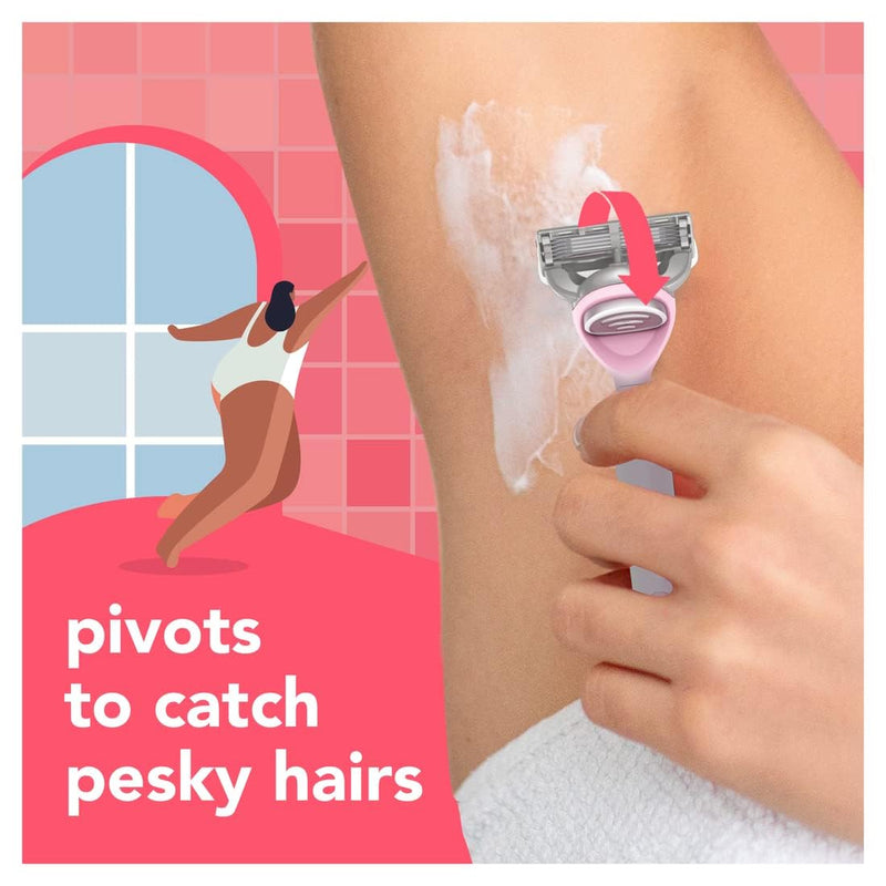 joy Razors for Women, 1 Handle, 8 Razor Blade Refills, Pink, Lubrastrip to Help Avoid Skin Irritation 1 handle + 8 refills