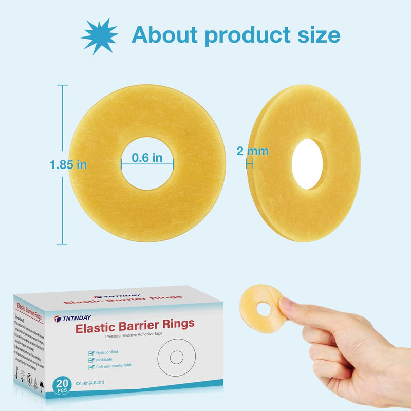 [Australia] - 20PCS Moldable Ostomy Barrier Rings, Elastic Skin Extender Rings, 2mm Thickness Medical Hydrocolloid Ostomy Bag Supplies, Better Seal No Leaking Skin Barrier Ring for Colostomy Bags 20 PCS 