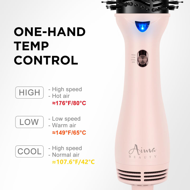 [Australia] - Hair Dryer Brush, Aima Beauty One Step Hair Dryer and Styler Volumizer with Negative Ion for Reducing Frizz and Static, Hair Styling Tools, Pink Oval Brush - 2.3inch/58mm - Pink 