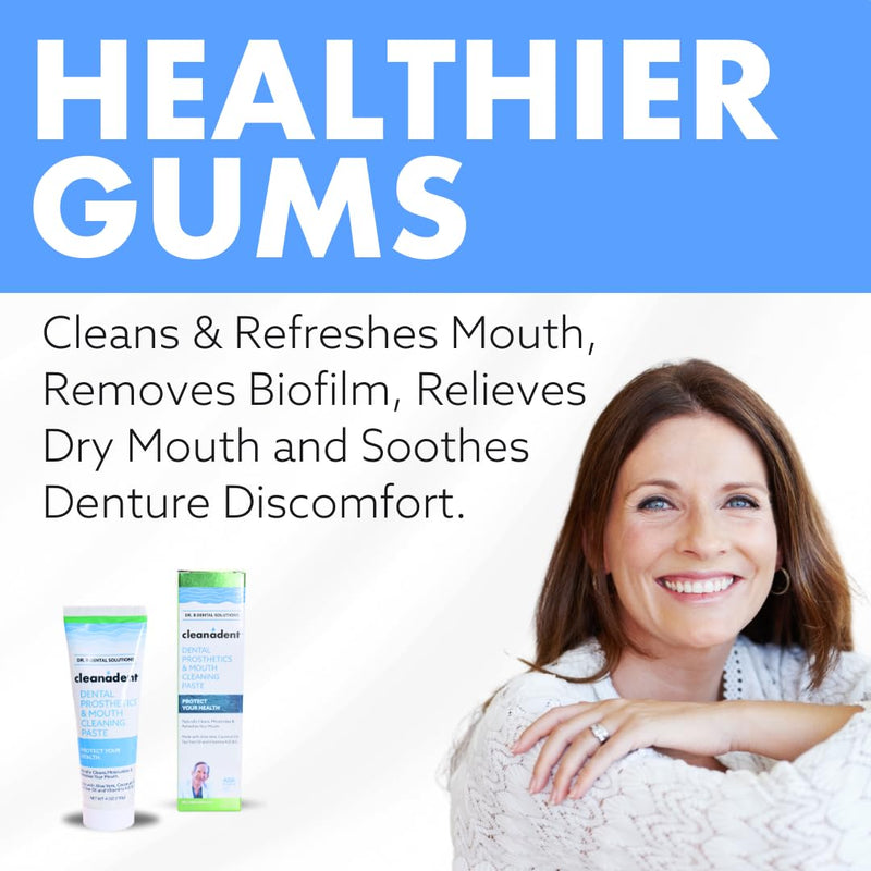 [Australia] - Dr. B Dental Solutions Cleanadent Denture and Gum Toothpaste, ADA Accepted All-Natural Denture Toothpaste for Adults - Removes Odors, Stains and Adhesives - 4 oz 4 Fl Oz (Pack of 1) 