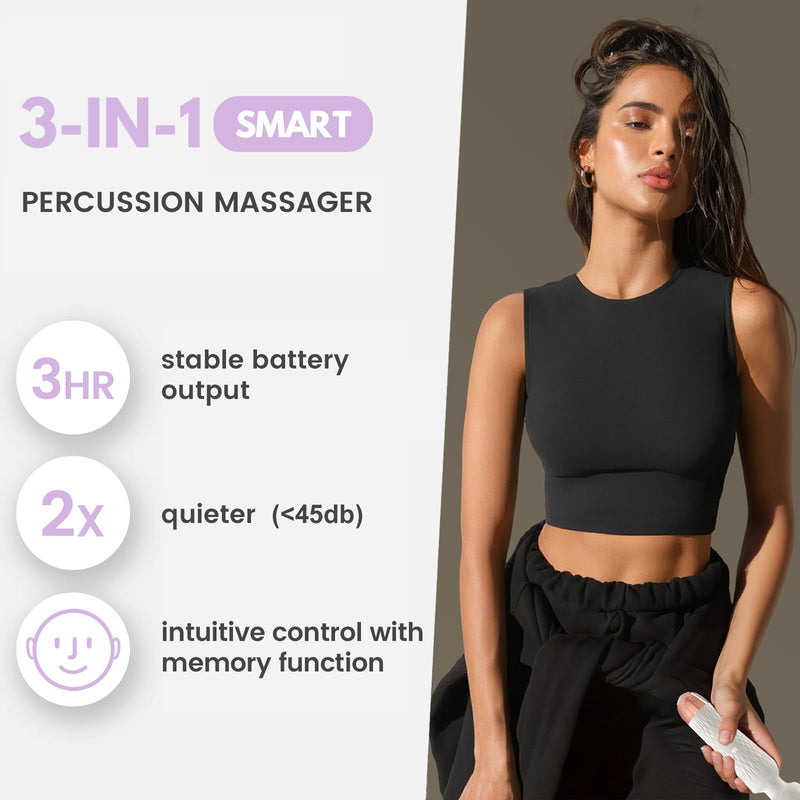 [Australia] - The Upgraded 3-in-1 Personal Massager – 3H Powerful Vibration, Quiet & Waterproof – 20 Modes 8 Speeds Muscle Therapy Stick for Deep Tissue, Sports Recovery, Cordless & Travel Friendly (Purple) Purple 