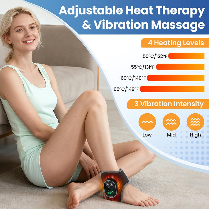 Cordless Ankle Massager for Pain Relief, Heated Ankle Massager, Foot Massager for Neuropathy, Ankle Heating Pad, Foot Heating Pad, Heated Foot Massager, Single One, Grey Gray
