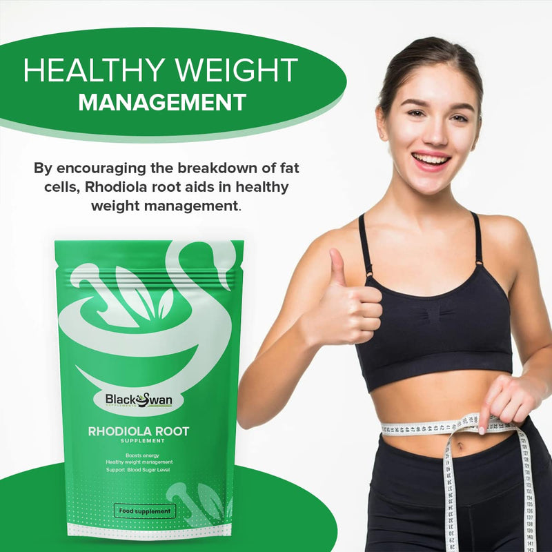 Black Swan Rhodiola Root Capsules - 1000mg Enhanced Energy Level Immune System Support Weight Management Muscle Support Natural Vegan Supplement - 120 Capsules 4 Month Supply