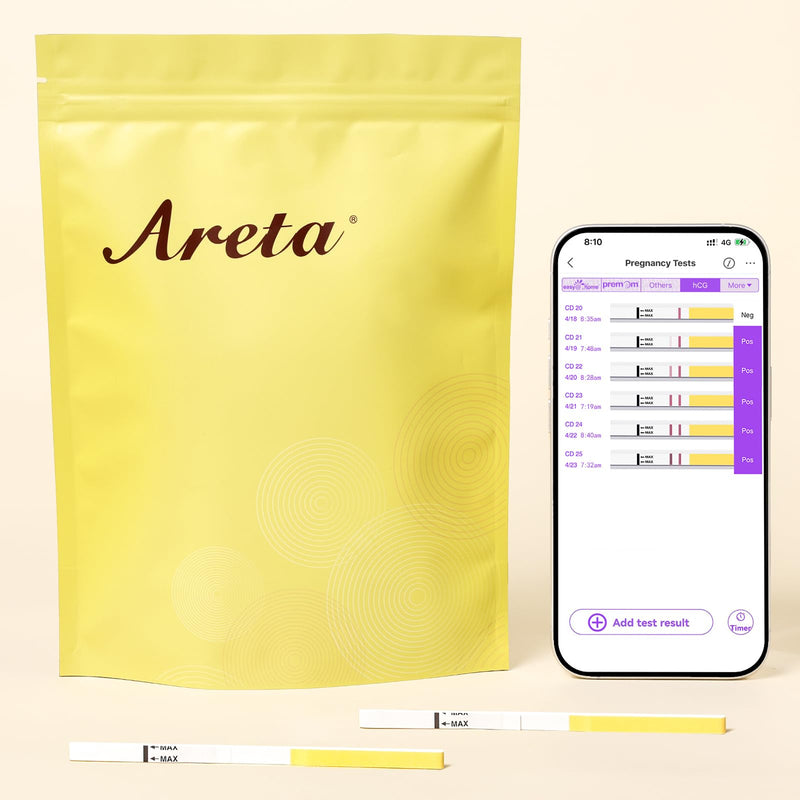 Areta HCG Pregnancy Test Strips: 25 Bulk hCG Tests | Highly Accurate and Rapid Results, Early Detection Before Missed Period, Expiration Date 12/31/2026