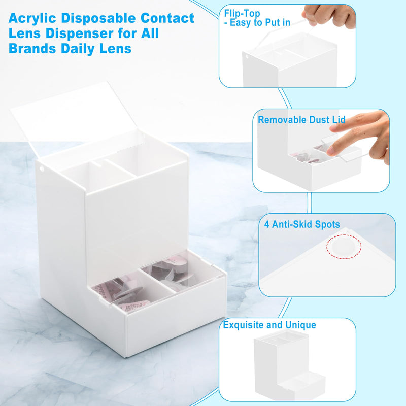 [Australia] - Beautyflier Disposable Daily Contact Lens Dispenser, Desktop and Wall Mounted 2 IN 1- Universal for All Brands, Dispenser, Organizer, & Storage for Contact Lenses, Cosmetic Contact lenses, Case Only White 