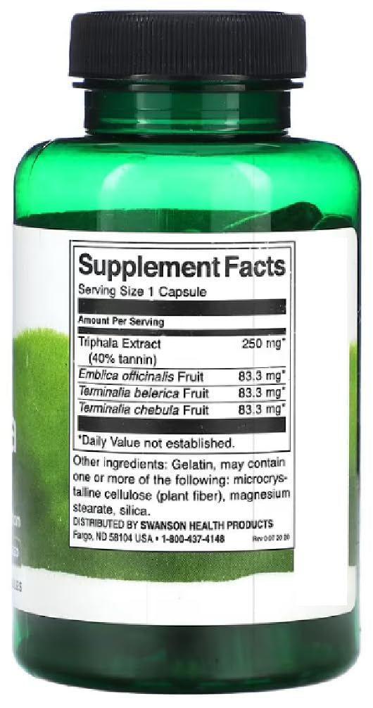 Swansons Swanson - Triphala, 250mg | Digestive Health and Detox Support - 120 Capsules
