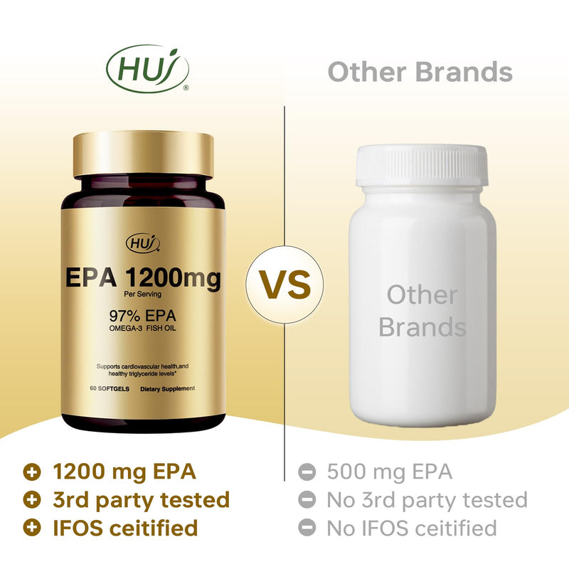 [Australia] - HUJ 97% EPA Omega-3 Fish Oil - 1200mg EPA Fish Oil, Wild-Caught, Sustainably Sourced - Suppprts Cardiovascular Health & Healthy Triglyceride lewels* - 60 Softgels 