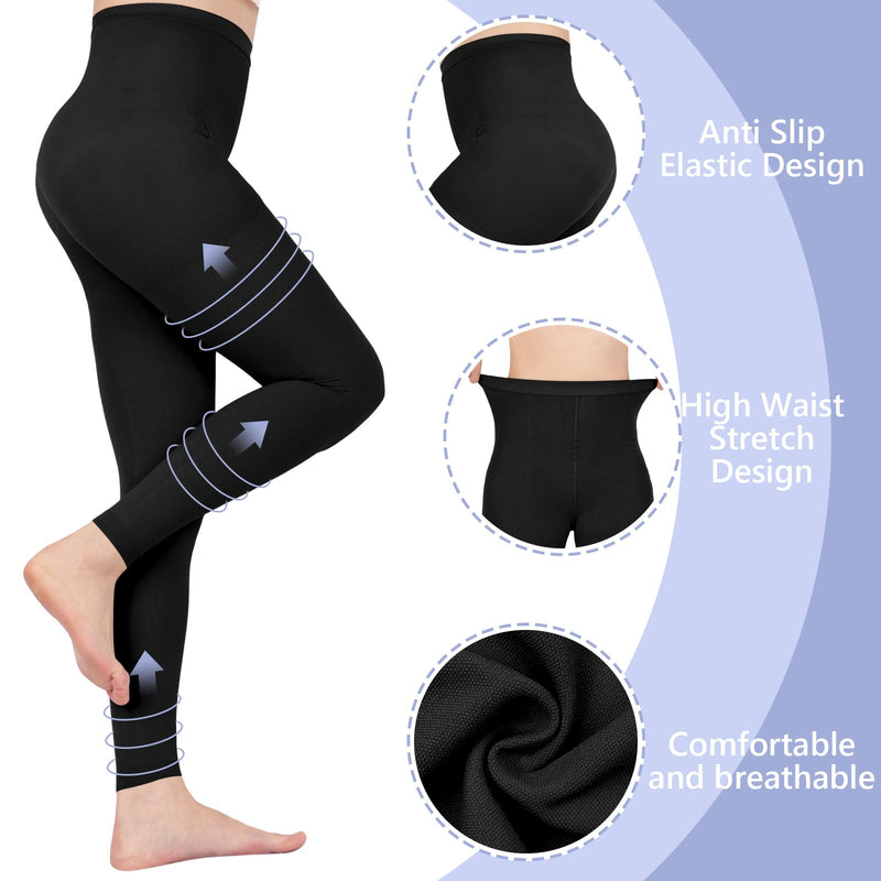 [Australia] - Compression Pantyhose for Women, 20-30 mmHg Footless Graduated Support Medical Compression Stockings Large Black 