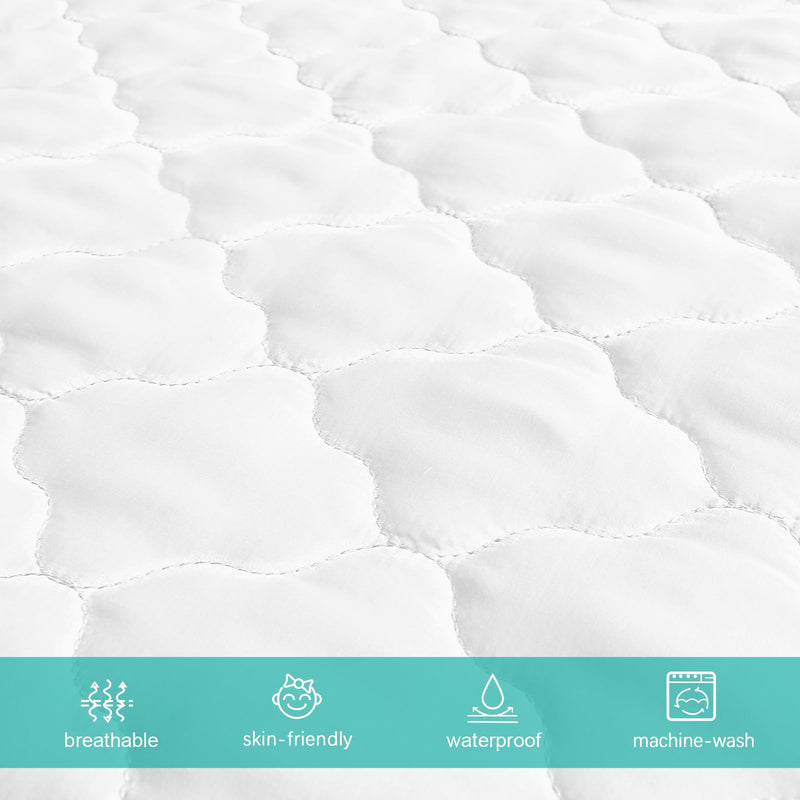 [Australia] - Crib Mattress Protector Sheets Fitted Waterproof Crib Mattress Pad Cover, Noiseless & Machine Wash 100% Absorbent Crib/Toddler Mattress Protector Sheet Quilted, White, 52" x 28" 52 X 28 Inch 1 