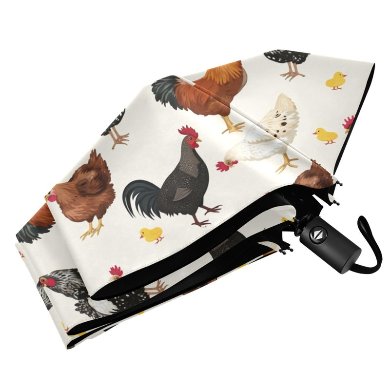 JIPONI Travel Umbrella Personalized Automatic Folding Umbrellas Windproof UV Proof Sun Rain Umbrella 3 Rooster