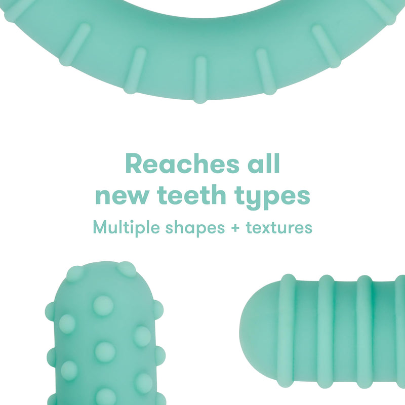 [Australia] - Frida Baby Get-A-Grip BabyTeether for Teething Relief | 100% Food-Grade Silicone Teething Toys for Baby 0-6, 12, 18 Months Infant, BPA-Free, PVC-Free | Teal Muted Teal 