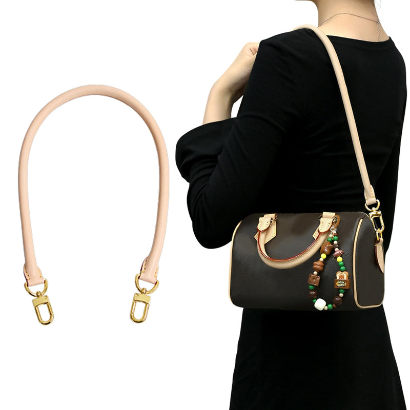 Jiesinlov 27.5inches Vachetta Leather Shoulder Rolled Strap Replacement,Short Bags Strap for Soft Lucky Speedy 25 30 Handbags(Apricot) Apricot