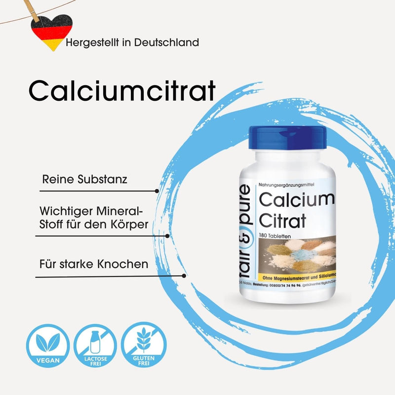 [Australia] - Fair & Pure® - Calcium Citrate 300mg - 180 tablets - vegan - pure substance without additives - 100% calcium citrate 