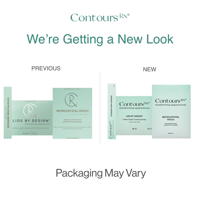 Contours Rx Lids By Design - Medical Grade Eyelid Correcting Strips for Heavy, Hooded, & Droopy Lids - Transparent, Anti-Aging, and Hypoallergenic Eyelid Tape - (4mm - 7mm) Assortment Pack, 80ct