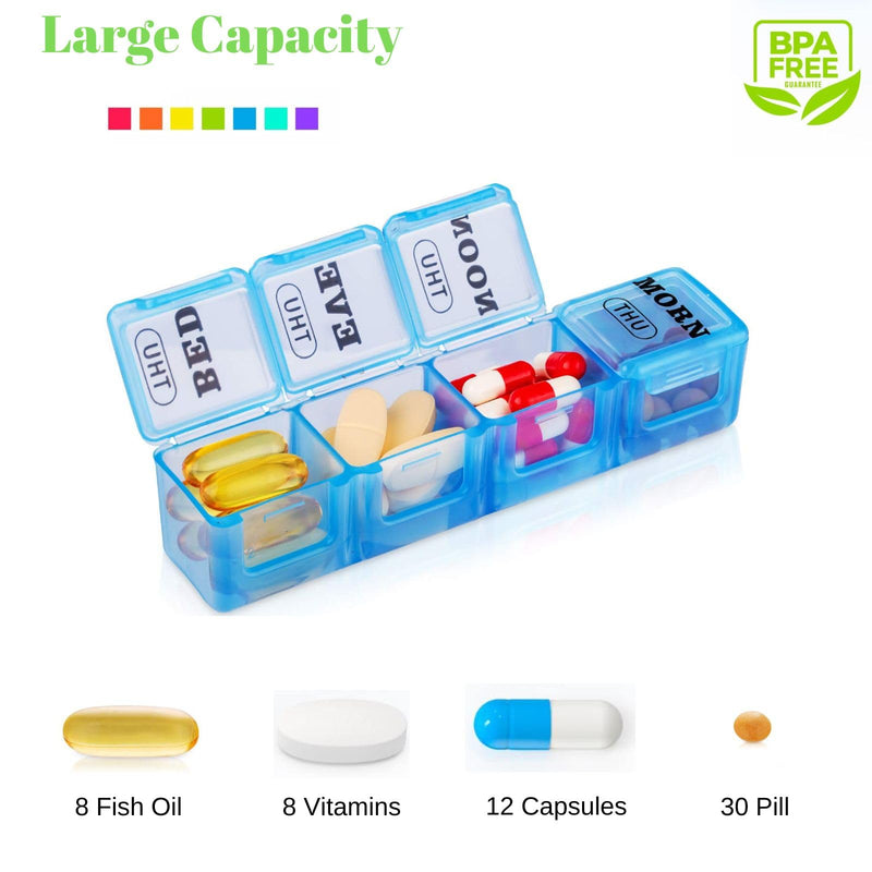 Pill Organizer 4 Times a Day,Premium Weekly Pill Case Medicine Organizer Box 7 Days 28 Compartment to Hold Vitamins Medicine Organizer Box