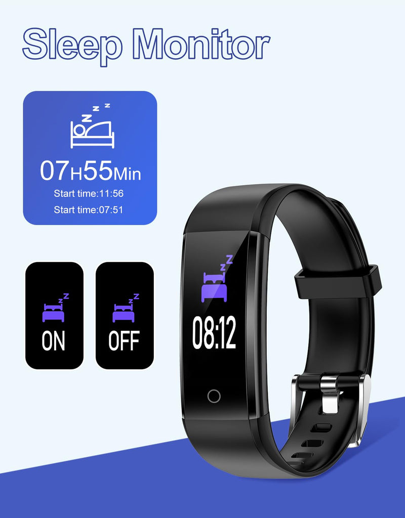[Australia] - GRV Fitness Tracker Non Bluetooth Fitness Watch No App No Phone Required Waterproof Pedometer Watch with Steps Calories Counter Sleep Tracker for Men Women Parents Black 