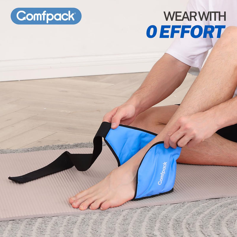Shin Splint Ice Pack Cold Hot Compression Reusable Gel for Calf & Heel Ice Pack for Plantar Fasciitis Relief, Ankle Foot Ice Pack Wrap for Swelling