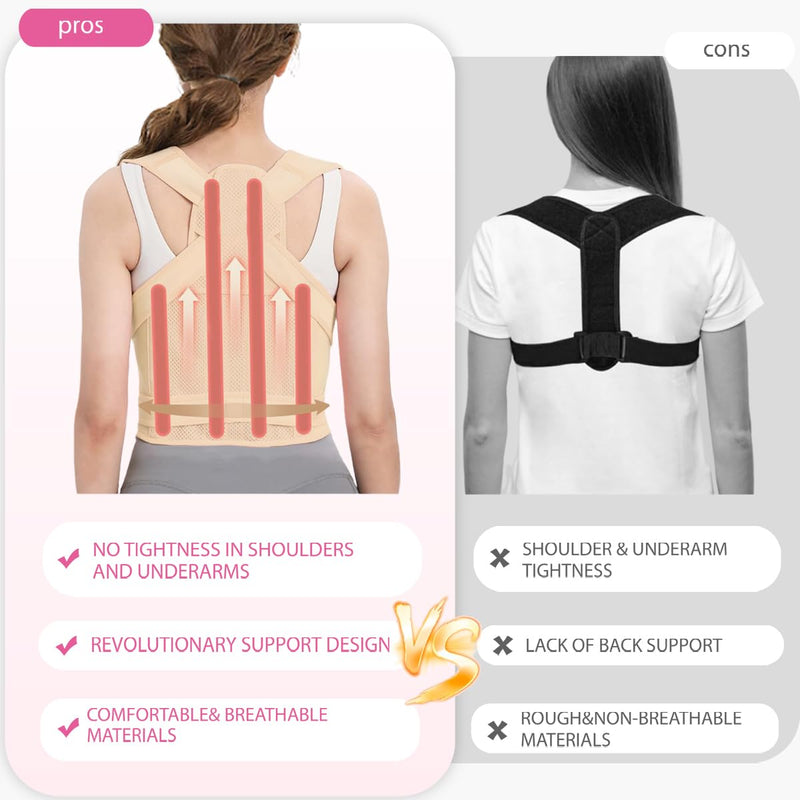 Posture Corrector for Women & Men – Adjustable Back Brace with Full Back Support, Shoulder Straightener for Spine Alignment, Scoliosis, Hunchback & Back Pain Relief (Beige,Large) Beige Large