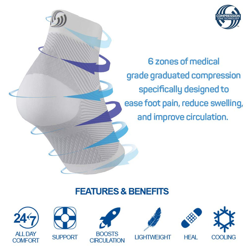 OrthoSleeve FS6 Compression Foot Sleeves for Women & Men, Helps Plantar Fasciitis Relief, Heel Pain, Achilles Tendonitis Support & Swelling (1 Pair) Small Natural