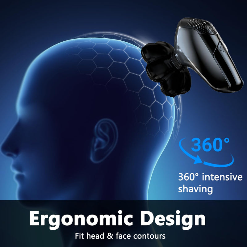 [Australia] - Magnetic 7D Head Shaver Replacement for Bald Men, Universal 7 Blades Floating Head for Electric Rotary Shaver, Razor Head with Brush Accessories 