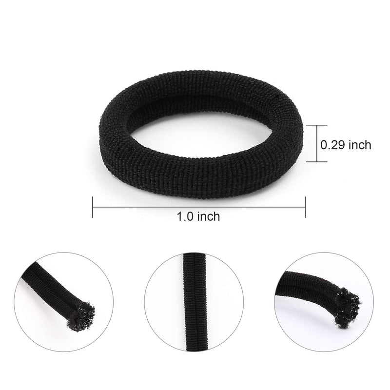 [Australia] - 200PCS Black Baby Hair Bands – Mini Seamless Toddler Hair Ties – Soft Toddler Hair Ponytail Holders for Kids Girls, 1 Inch in Diameter, Black, by NineTong 