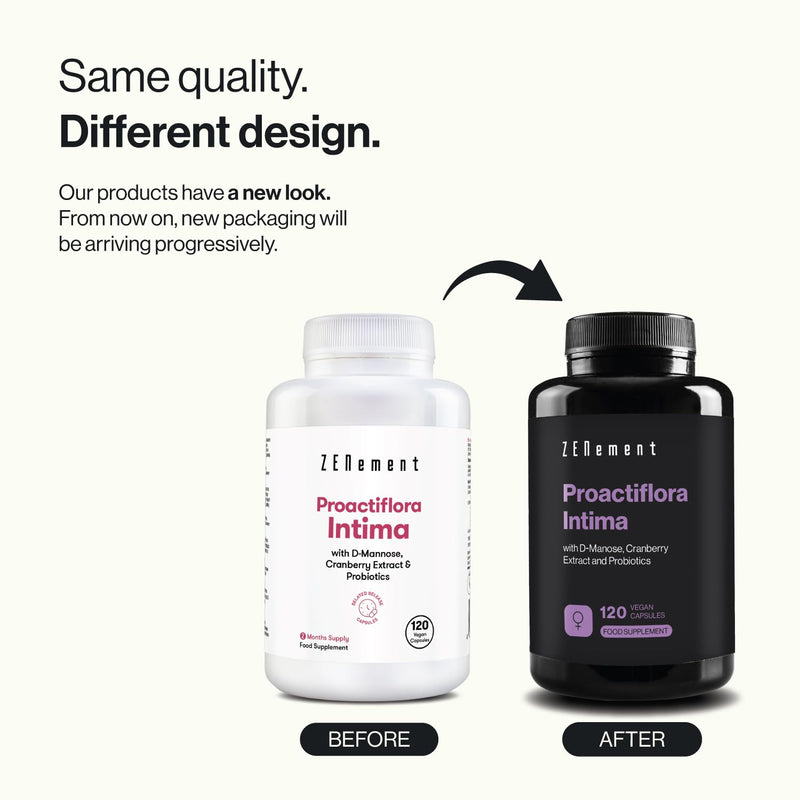 Proactiflora Intima – with D-Mannose, Cranberry & 5 Probiotic Strains – 120 Vegan Capsules, No Additives, Non-GMO, Gluten-Free, Lactose-Free, Soy-Free – Zenement