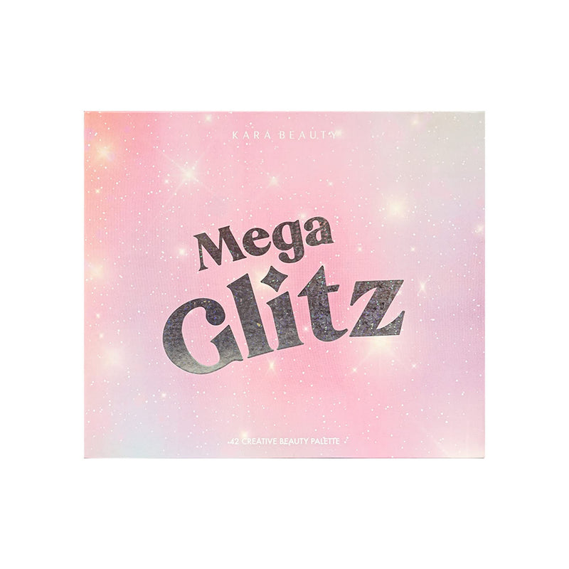 [Australia] - Kara Beauty Mega Glitz Pressed Glitter Palette - 42 Glitter Eyeshadow Shades for Face & Eye Makeup, Fine and Chunky Textures, Makeup Palette, No Glue Needed, Sparkly Makeup Kit for Girls & Kids 