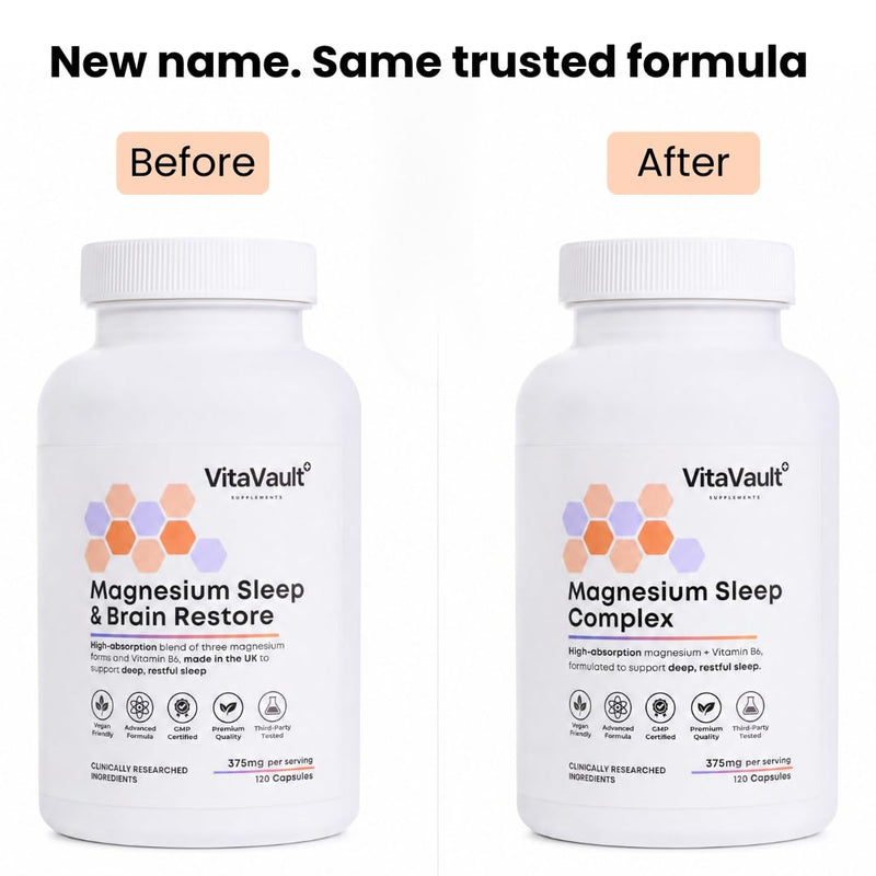 VitaVault Magnesium Complex 375mg for Sleep & Recovery — Bisglycinate, Malate & Taurate with Vitamin B6 | High-Strength, Vegan | 120 Capsules | Deep Sleep & Recovery | Made in UK
