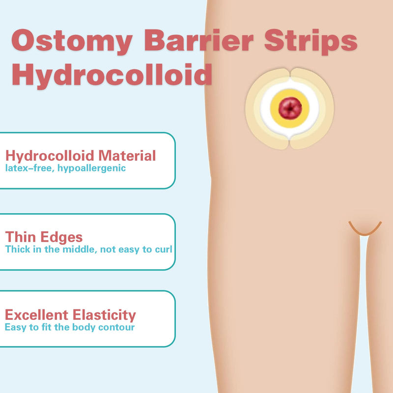 [Australia] - 20PCS Ostomy Barrier Strips, Medical Grade Hydrocolloid Waterproof Leak, Ostomy Supplies, Elastic Barrier Adhesive Tape for Colostomy Bags, Urostomy Bag, Ileostomy Bag 