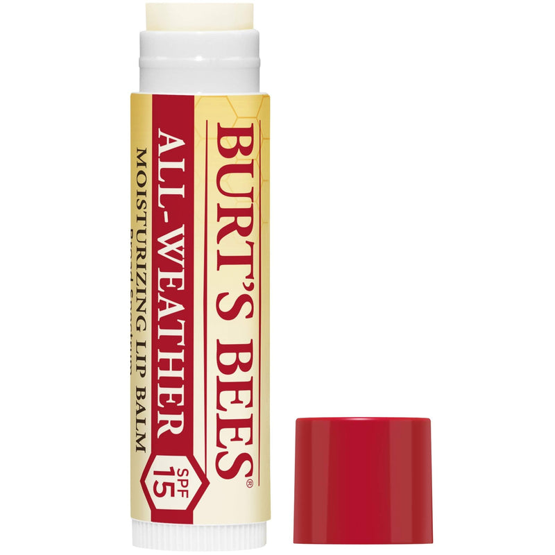 Burt's Bees All Weather SPF 15 Lip Balm, Water-Resistant Lip Moisturizer, Tint-Free, Natural Conditioning Lip Treatment, 2 Tubes, 0.15 oz.