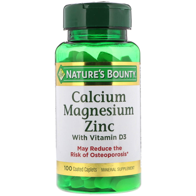 [Australia] - Nature's Bounty Calcium Magnesium & Zinc Caplets, Immune & Supporting Bone Health, 100 Count Calcium Magnesium Zinc 100 Count (Pack of 1) 