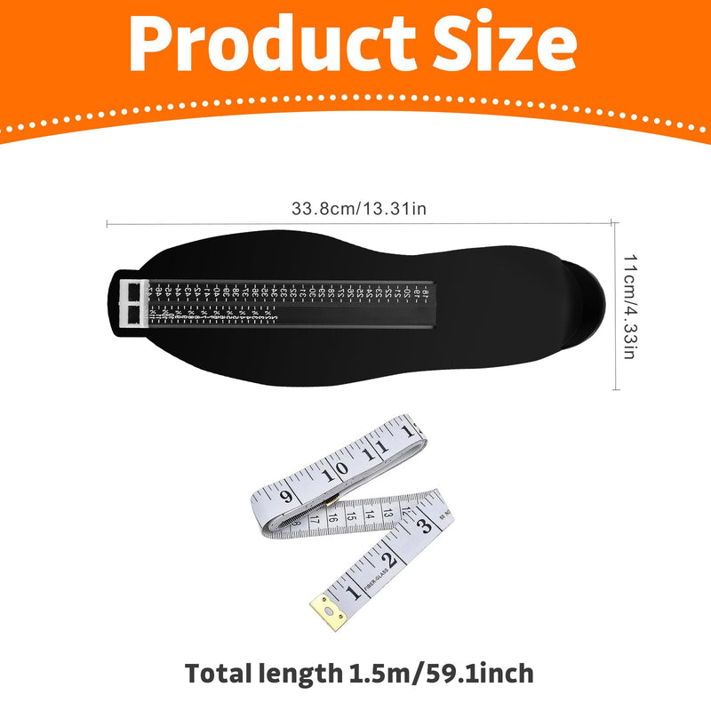 [Australia] - Wekuw foot measuring device, shoe size measurement, shoe sizer, shoe size measurement from 18 to 47, shoe size table, foot measuring device, shoe sizer for children with 1 measuring tape feet, for women, men, children's feet, black 