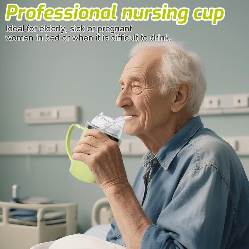 350ml Adult Sippy Cup, 3-in-1 Beakers for Elderly, Adult Sippy Cups for The Elderly Non Spill, Sippy Cup for Adults with Handle, Stainless Steel Dysphagia Cups for Elderly Patient