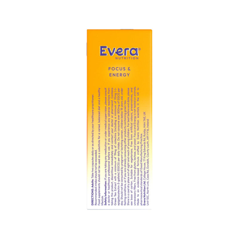 Focus & Energy, 60 Capsules | Supports Concentration, Memory & Cognitive Function | Helps Reduce Tiredness & Fatigue | 7 Botanicals + 15 Essential Vitamins & Minerals