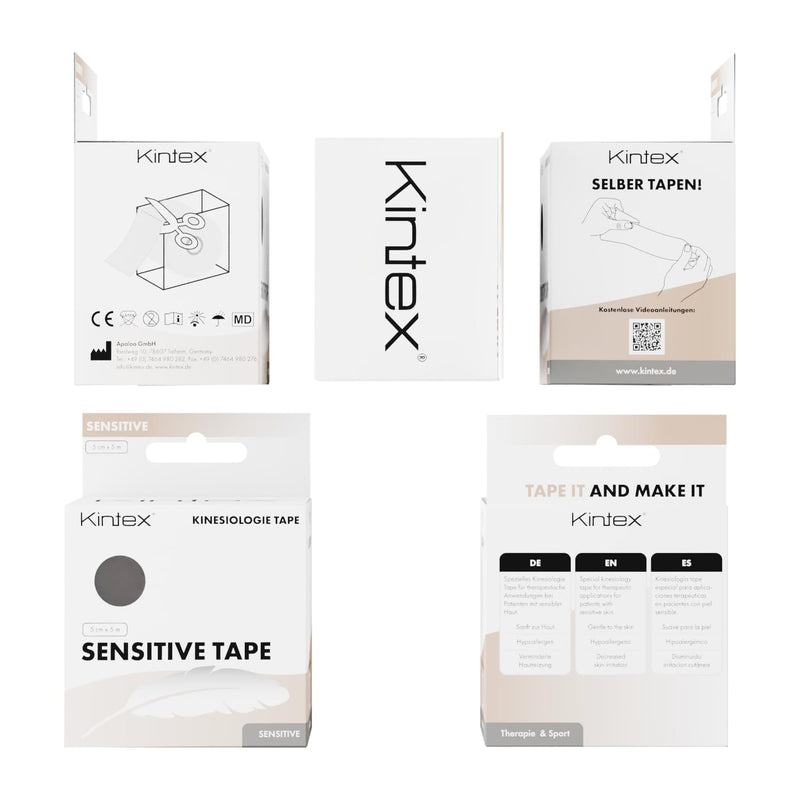 [Australia] - Kintex Kinesiology Tape Sensitive, 5 cm x 5 m, skin-friendly & waterproof kinesiology tape, physio tape for sensitive skin, medical tape (beige) beige 