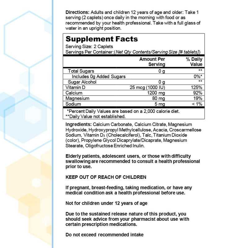 [Australia] - Citracal Slow Release 1200, 1200 mg Calcium Citrate with Vitamin D (1000 IU), Vitamin D3, Bone Health Support, Calcium Supplement for Ages 12+, 185 Count 