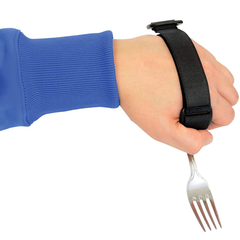 [Australia] - Universal Cuff Utensil Holder Strap Elderly Hand Strap for Holding Holds Utensils Writing Aids Parkinson Arthritis Tremors Patient Eating Assistance (Black) Black 