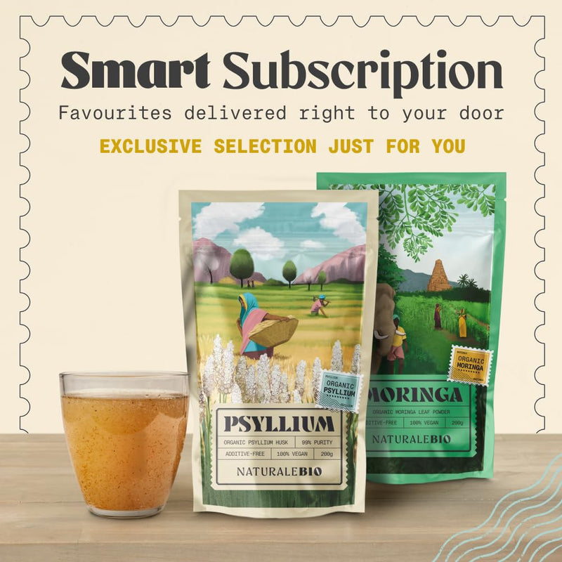 NaturaleBio Organic Psyllium Husk - 99% Purity - 400g. Pure & Natural Psyllium Seed Husks, Produced in India. High in Fibre, to be Mixed with Water, Beverages, & Juices, Vegetarian & Vegan. 400 g (Pack of 1)